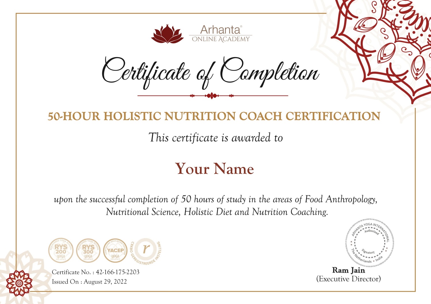 Holistic Nutrition Coach Certificate