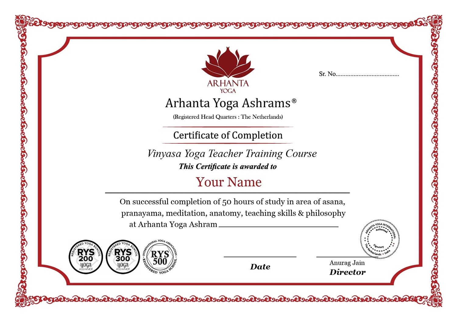 Yoga Alliance Europe Certification